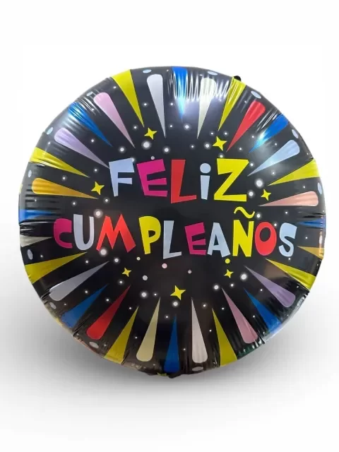 Producto - globo feliz cumpleaños negro circulo 45cm