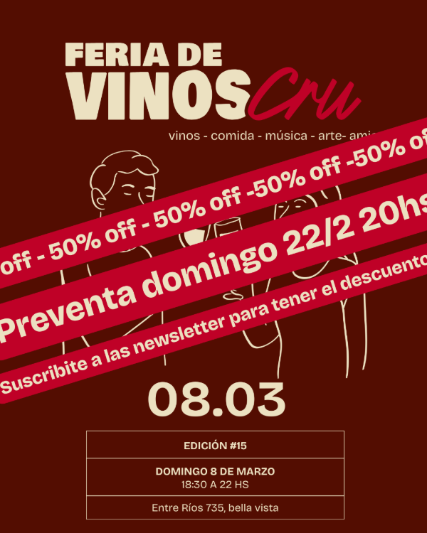 Producto - Feria de vinos Cru Edición 15 - Domingo 8/3 18:30hs