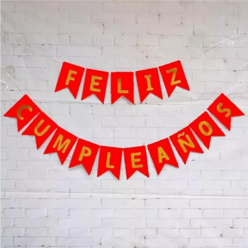 Producto - Banderin Feliz Cumpleaños liso rojo