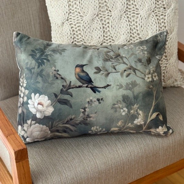 Producto - Almohadón Aves - Pana Estampado 50x35