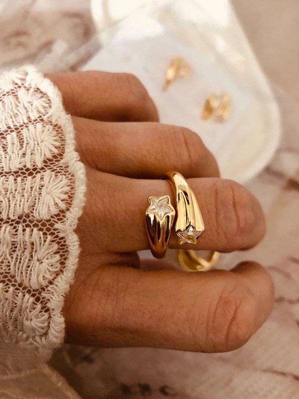 Producto - Anillo Star Doble inflado Golden Acero Quirúrgico