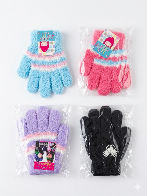 Producto - Guantes infantiles c/Peluche, colores sutidos