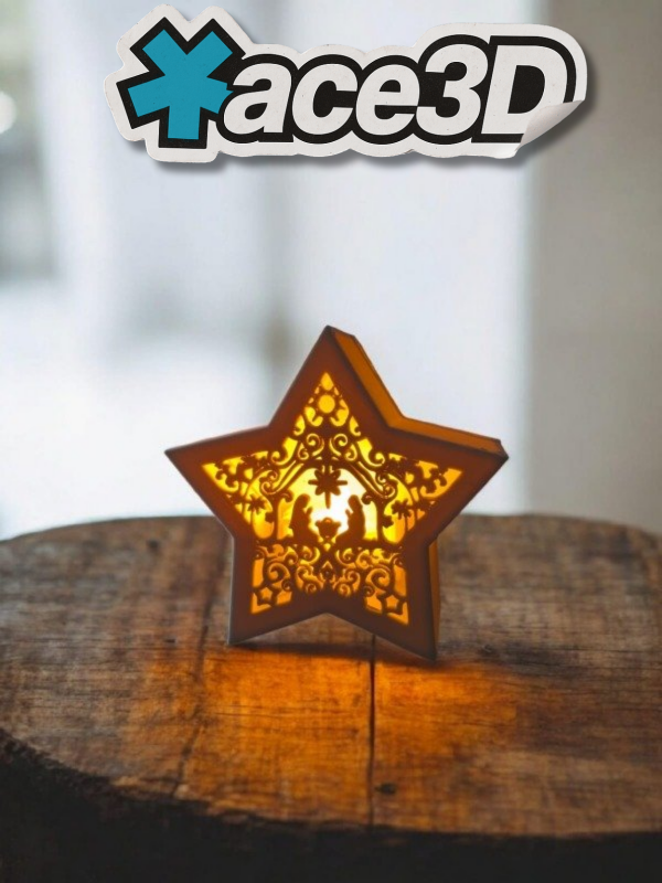 Producto - Mini Lámpara Estrella Navideña con diseño de Pesebre