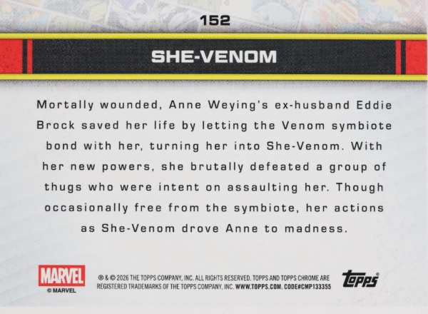 Producto - 2026 Topps Chrome Marvel  #152 - She-Venom - 1