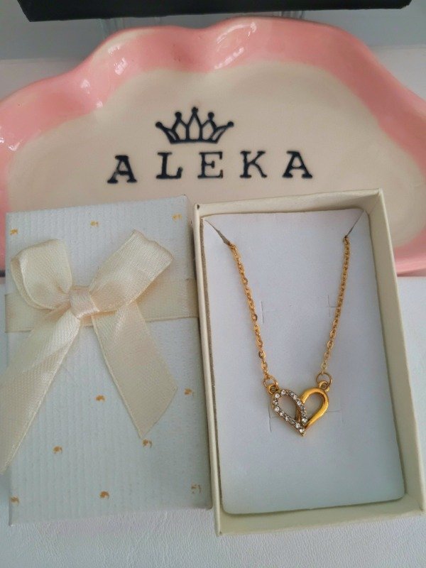 Producto - Collar corazón con strass de acero dorado