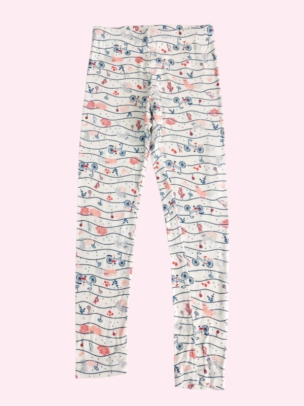 Producto - Calza liviana blanca con dibujos de bicis Broer 5/6 años