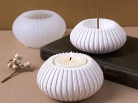 Producto - Molde de silicona maceta porta vela rayada F7