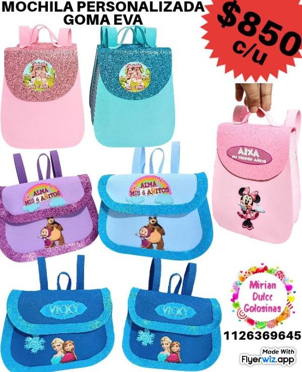 Producto - Mochilita personalizada goma eva x unid