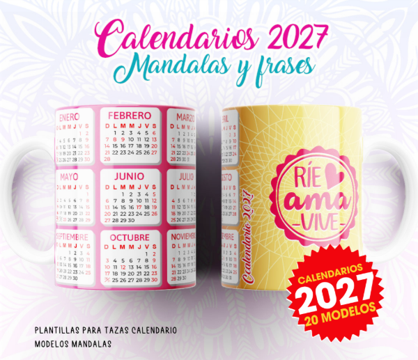Producto - Plantillas Sublimar Tazas Calendarios 2027 Mandalas Frases Sublimacion - 2