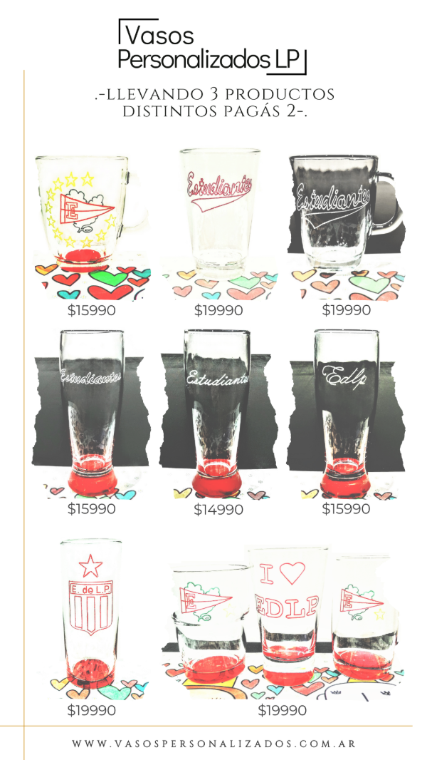 Producto - Vasos en stock de Estudiantes de La Plata - 3 x 2