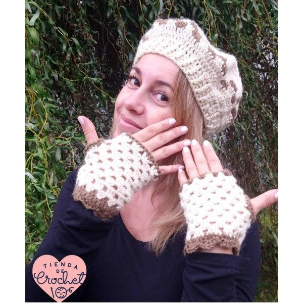 Producto - Conjunto de 3 patrones, boina clásica, boina caída y mitones romantic!!! - 0