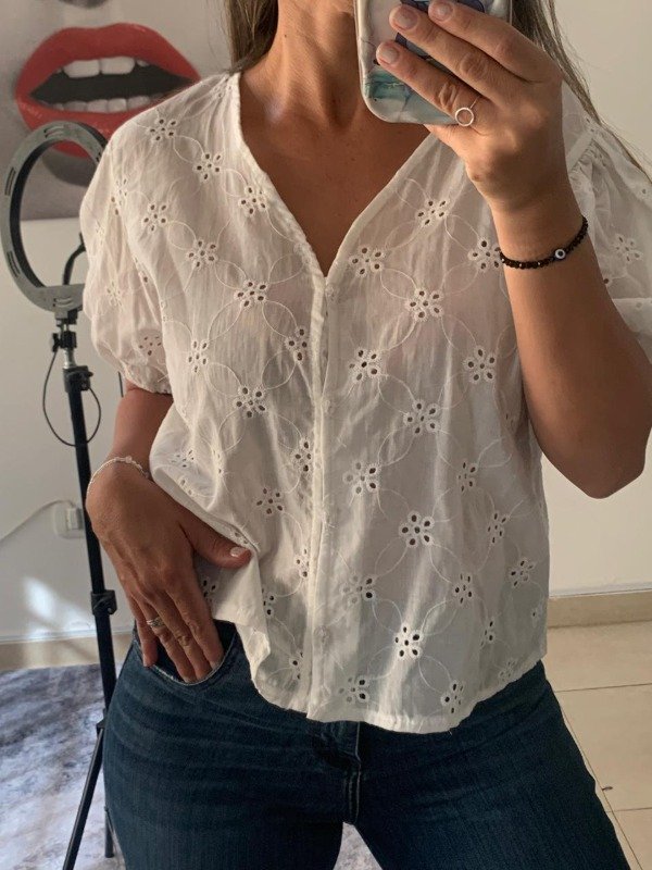 Producto - Blusa broderí con botones - 0