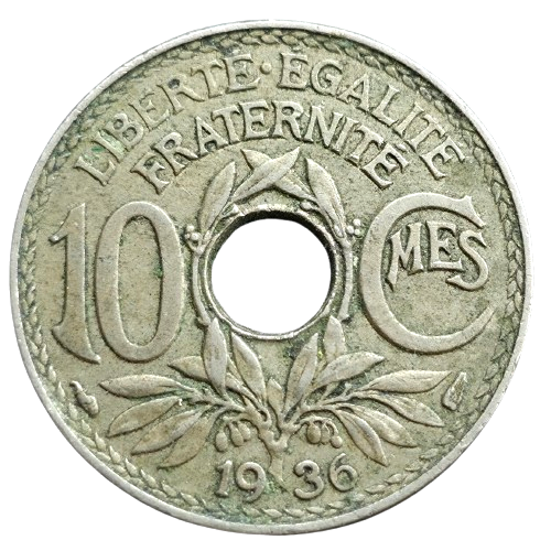 Producto - Francia 10 Centimes 1936 Km#866a VF+