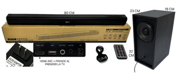 Producto - Barra Sonido + Subwoofer Sonido 60 Watts Excelente Sonido