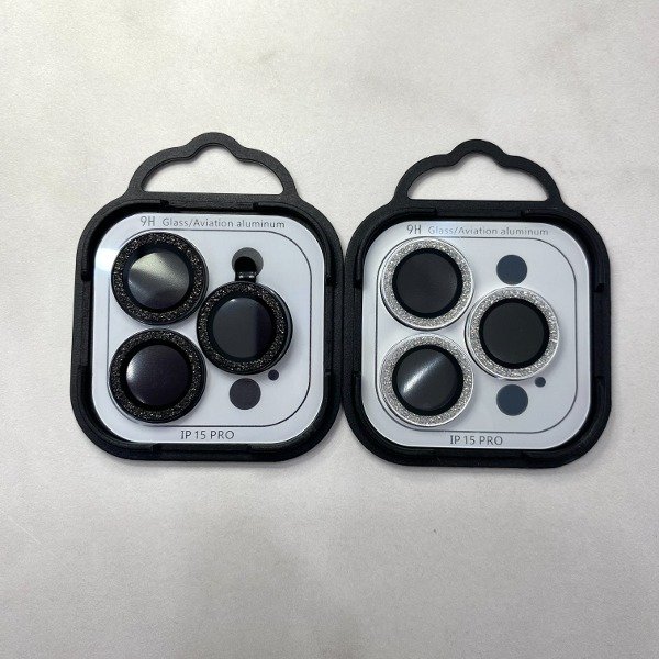 Producto - VIDRIO INDIVIDUAL GLITTER PARA CAMARA DE IPHONE 15 PRO/15 PRO MAX