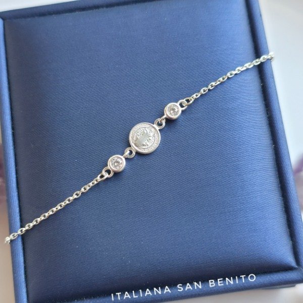 Producto - Pulsera San Benito italiano dos susanitas y cadena ovalada