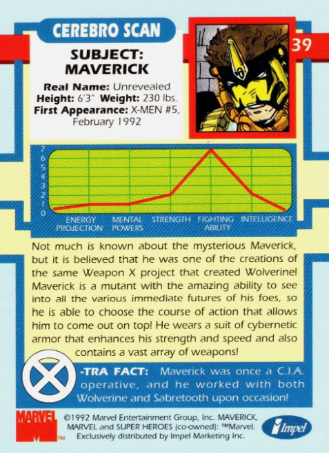 Producto - 1992 Impel The Uncanny X-Men  #39 - Maverick - 1