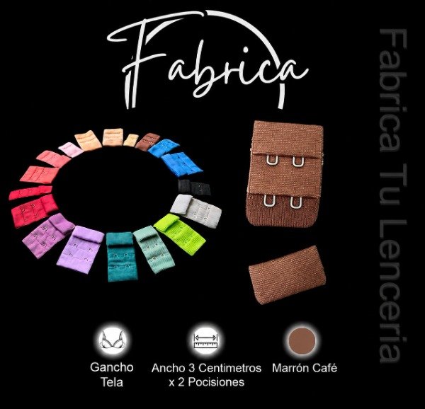 Producto - Gancho de tela Marrón Café 3cm x 2 posiciones (por unidad)