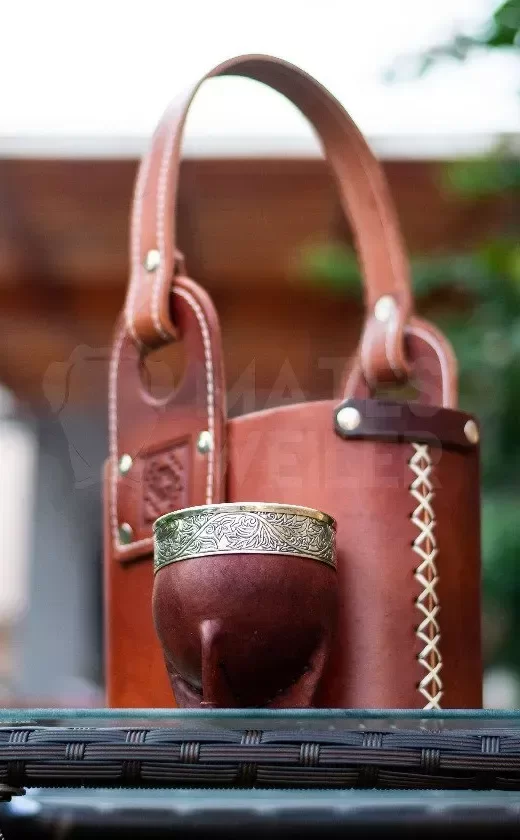 Producto - Combo Canasta Matera 2 Cuerpos + Mate Imperial Borravino (Virola Alpaca)