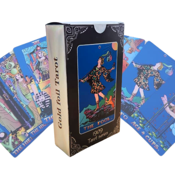 Producto - Tarot Rider Waite Gold Foil Azul Holográfico Importado