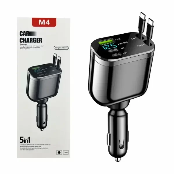 Producto - Cargador retráctil celular para auto.