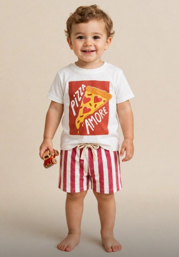 Producto - Conjunto para Bebés Pizza Amore Remera y Short Talle 3 a 24 meses - 0