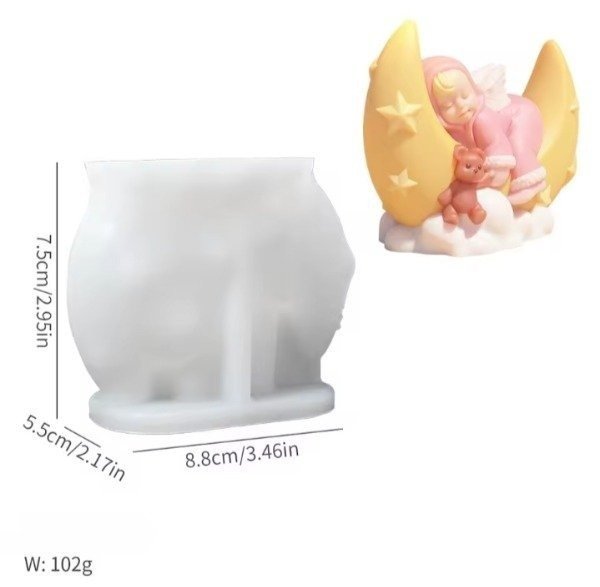 Producto - Molde silicona bebe dormido sobre la luna - 2