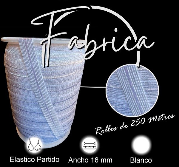 Producto - Envivado o Elástico Partido Blanco 16mm (rollo)