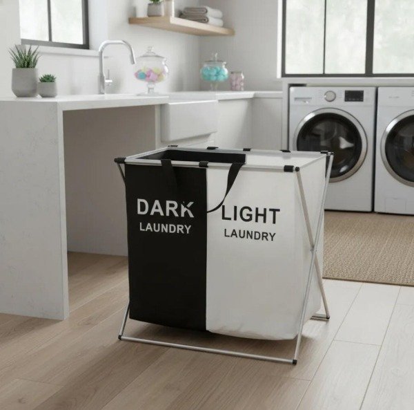 Producto - CESTO DE ROPA BLANCO Y NEGRO - 1