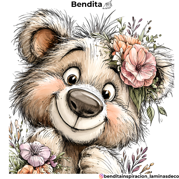 Producto - Bendita Plancha oso con flores