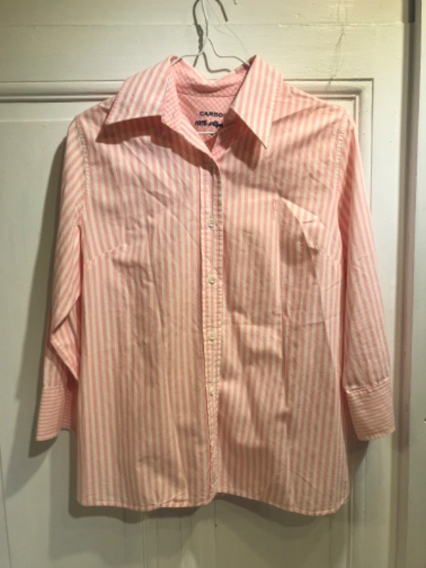 Producto - Camisa CARDON a rayas rosas y blancas- Talle L- PRECIO: 48x