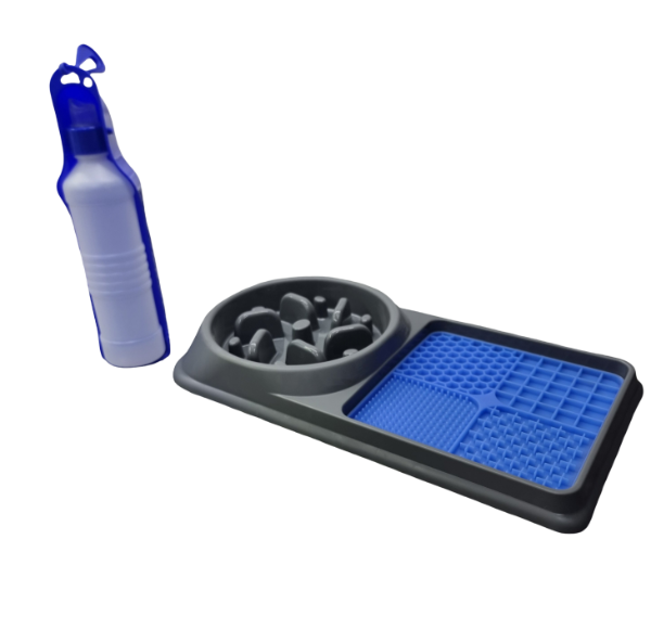 Producto - Combo comedero lento lick mat / botella bebedero de paseo