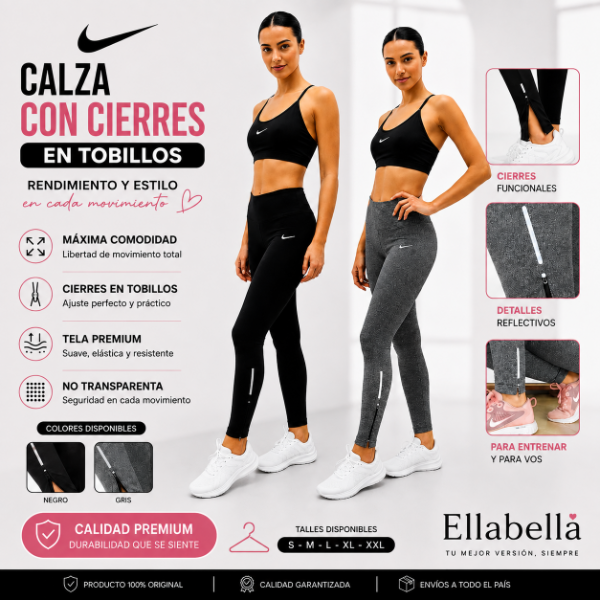 Calza Nike Mujer Con Cierres en Tobillos