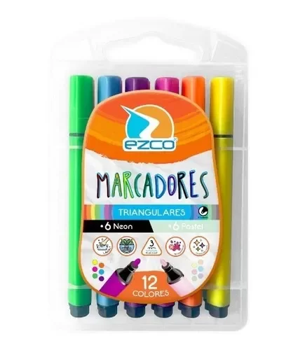 Producto - MARCADORES TRIANGULARES EZCO X12 EN VALIJA