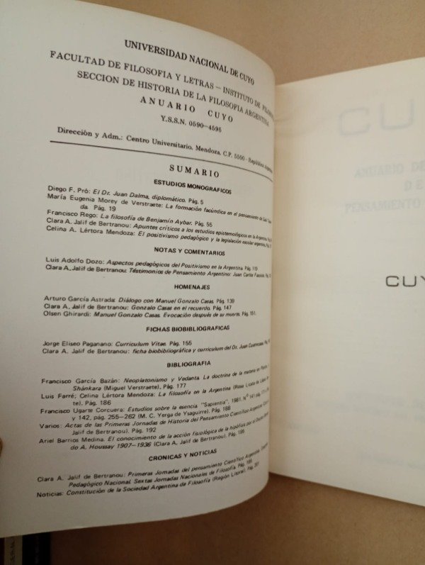 Producto - Cuyo Anuario de historia del pensamiento argentino #16 - Rego Dozo 1983 - 1