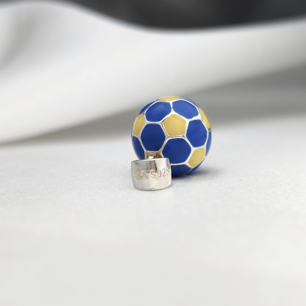Producto - Dije Pelota de Fútbol Plata 925 Esmaltada Azul y Amarillo - 2