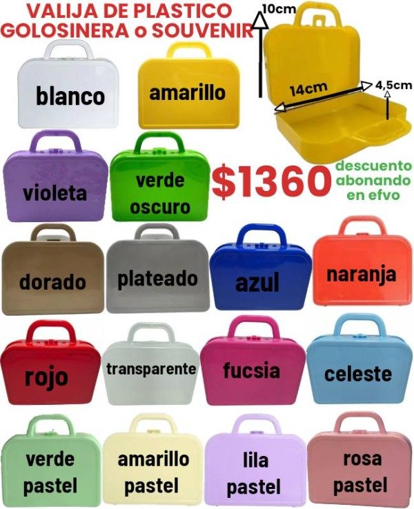 Producto - Valija golosinera de plástico resistente varios colores
