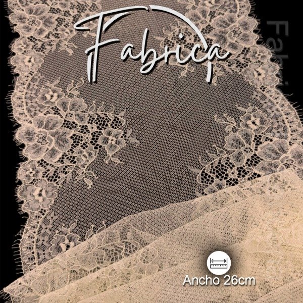 Producto - PS279 Puntilla Hueso con pelitos. Medida: 26cm (por metro)