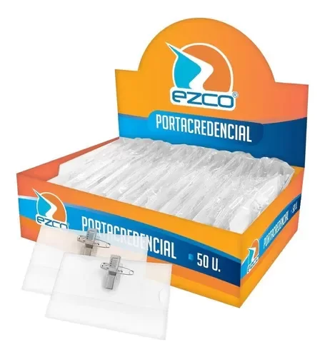 Producto - EZCO PORTACREDENCIAL DE PLASTICO CON BROCHE Y ALFILER