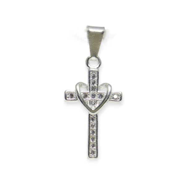 Producto - DIJE CRUZ CON CORAZON Y PAVE