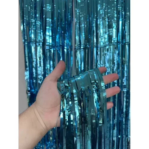 Producto - Cortina decorativa color turquesa metalizado