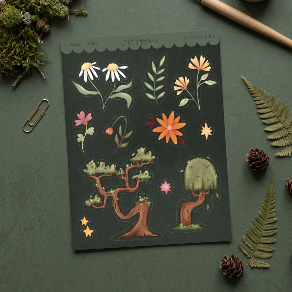 Producto - Stickers Dibus Bosque Oscuro