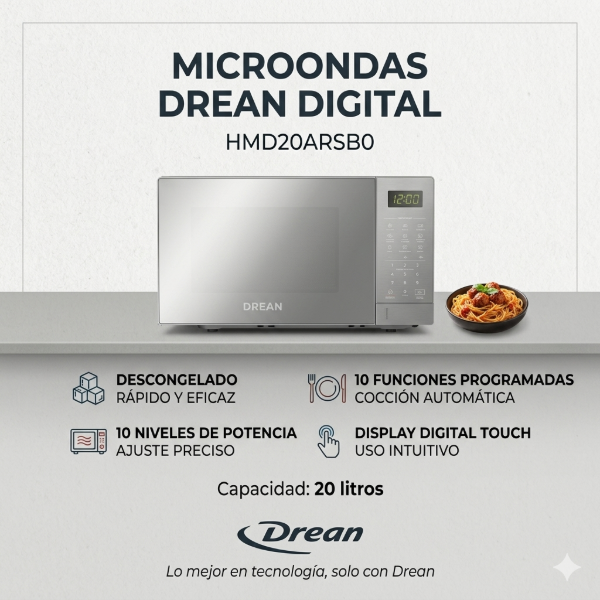 Producto - MICROONDAS DREAN DIGITAL 20LTS INOXIDABLE HMD20ARSB0