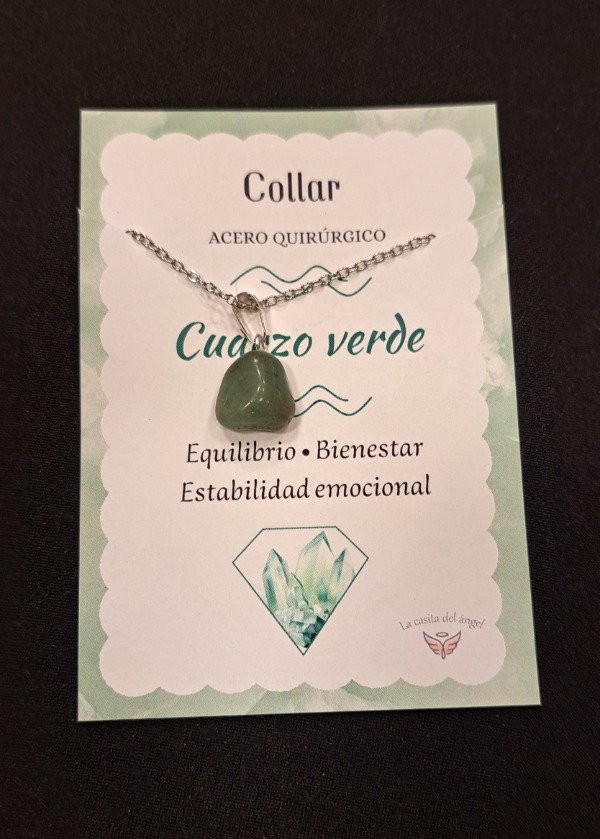 Producto - Collar de acero quirurgico con dije de piedra energética