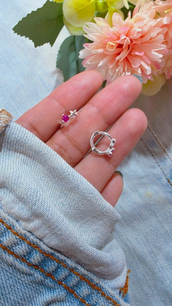Producto - Argollas estrella y cubic fucsia Ab
