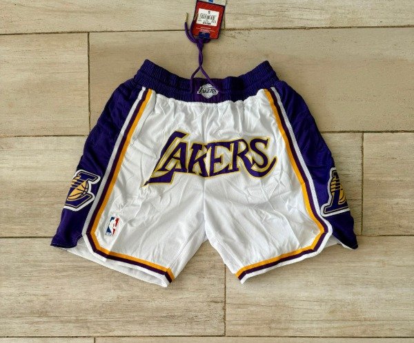 Producto - Short NBA LA Lakers Blanco con detalles violetas y amarillos