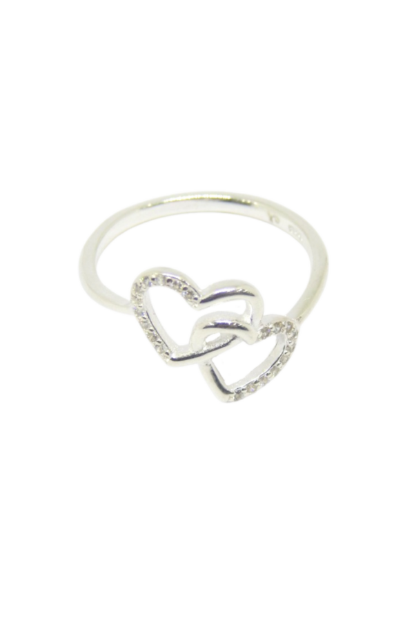 Producto - Anillo doble corazon con cubics