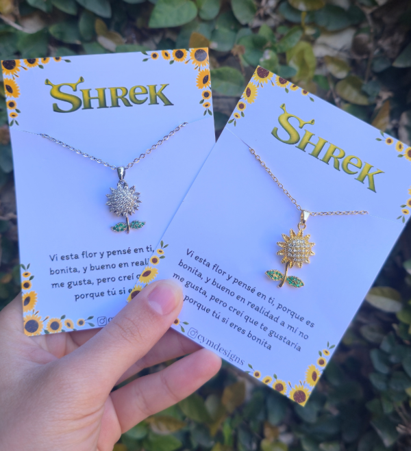 Producto - Collar Girasol tallo verde giratorio Shrek (acero quirúrgico)