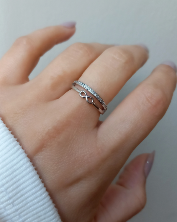 Producto - Anillo doble Cintillo e Infinito Plata925