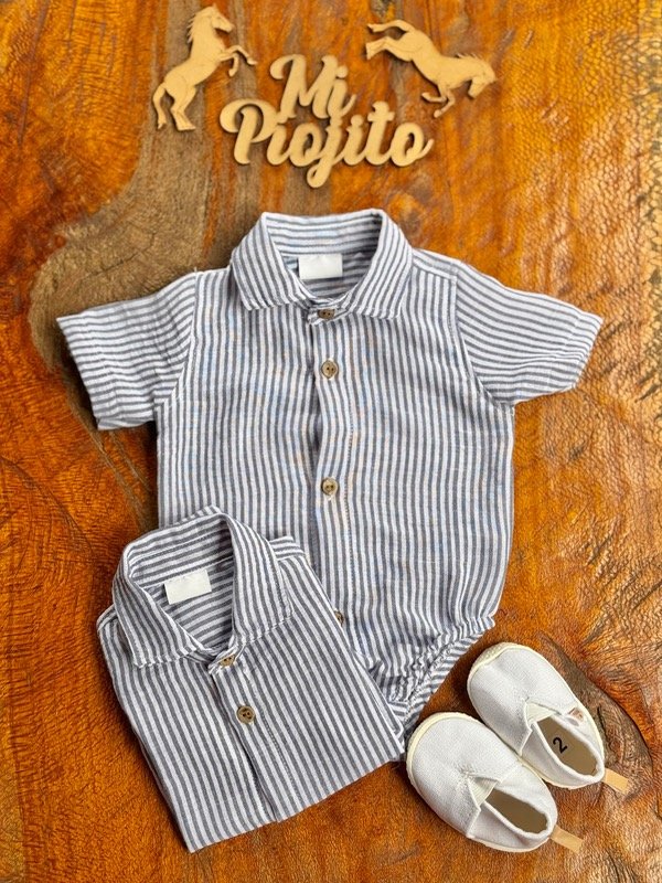 Producto - Body Camisa Rayado Azul M.C